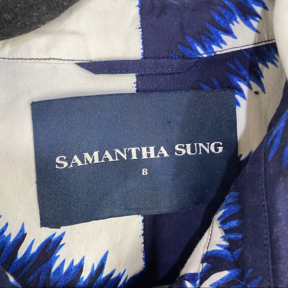Samantha Sung Blue and White Abstract Collared Button Front Dress - Picture 5 of 5